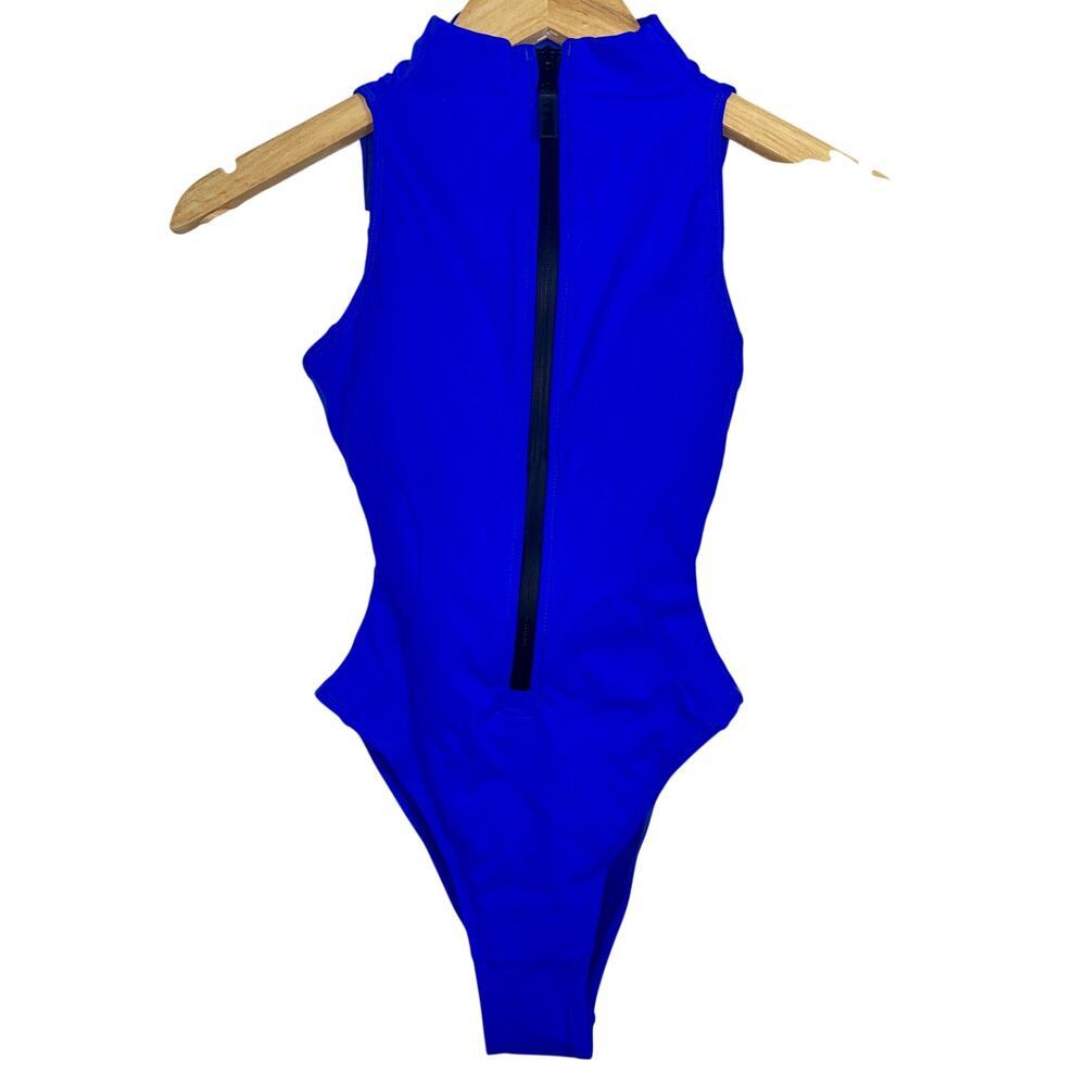NWT TA3 Hi Cut Sleeveless Surfy Sapphire Blue One Piece Swimsuit Size XXS Short